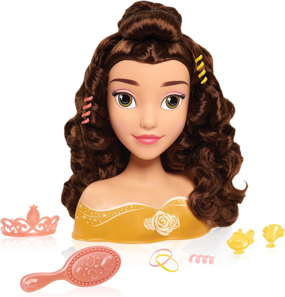 Disney Princess Just Play - Cabeza de peinado Belle, cabello castañ...