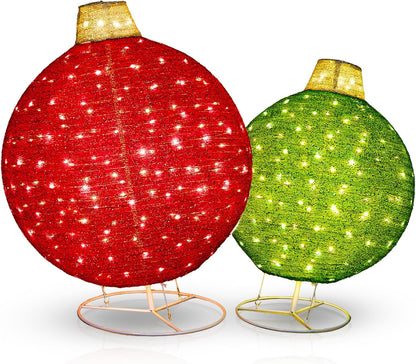 Arborvigro Paquete de 2 adornos de Navidad plegables de 30 y 24 pul...