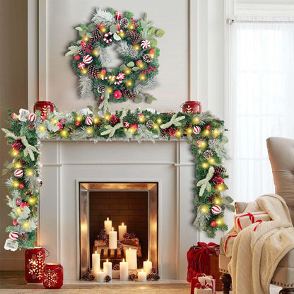 WANNA-CUL Corona de Navidad preiluminada de 24 pulgadas, color rojo...
