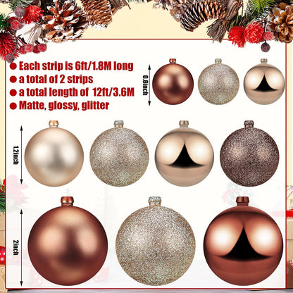 Yuxung 2 guirnaldas decorativas de bolas de Navidad de 6 pies, marr...