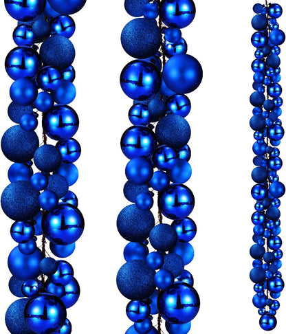 Yuxung - 2 guirnaldas de bolas de Navidad de 6 pies, color azul mar...