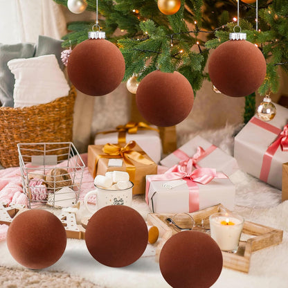 6 adornos grandes de terciopelo de Navidad de 4 pulgadas | Bolas co...