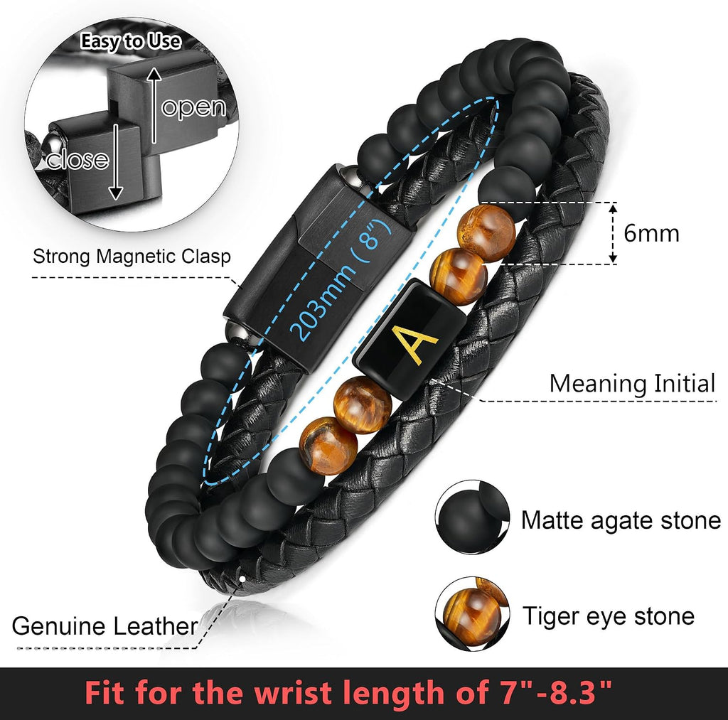 LUXEJEW Regalos para Hombres – Pulsera para Hombre, Pulsera con Ini...