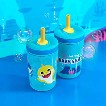 Zak Designs - Juego de vasos Baby Shark Kelso de 15 onzas, tapa de...