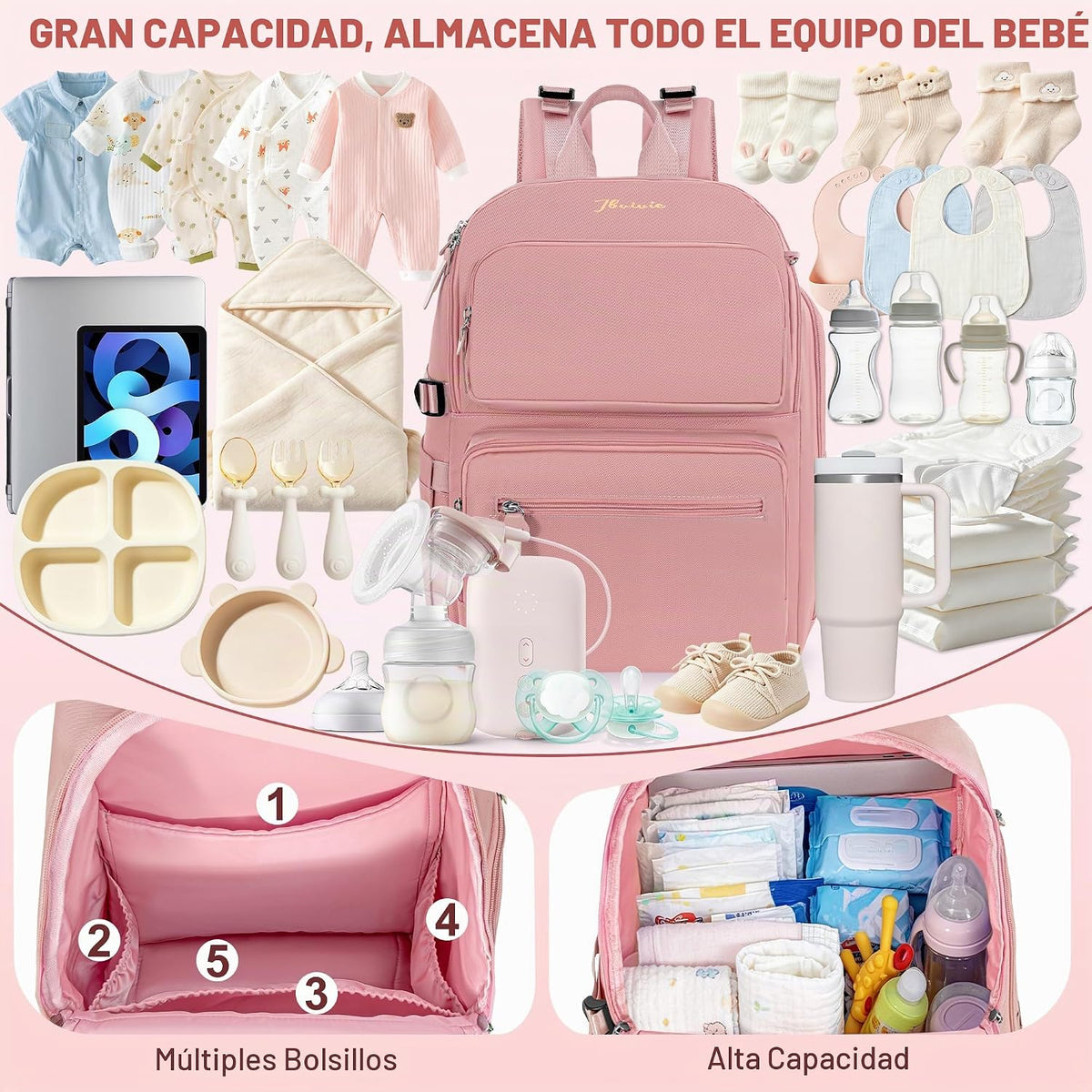 IBVIVIC Bolsa de pañales Mochila para pañales de gran capacidad, Ro...