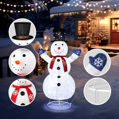VINGLI Muñeco de nieve iluminado de 6 pies, 200 luces LED blancas c...