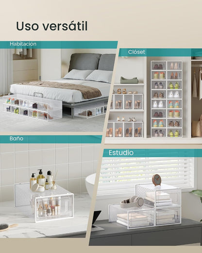 SONGMICS - Cajas de zapatos, caja de plástico transparente para ten...