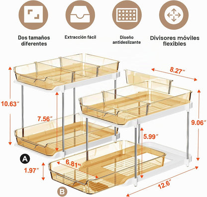 Delamu Organizadores y almacenamiento multiusos de 2 niveles para d...