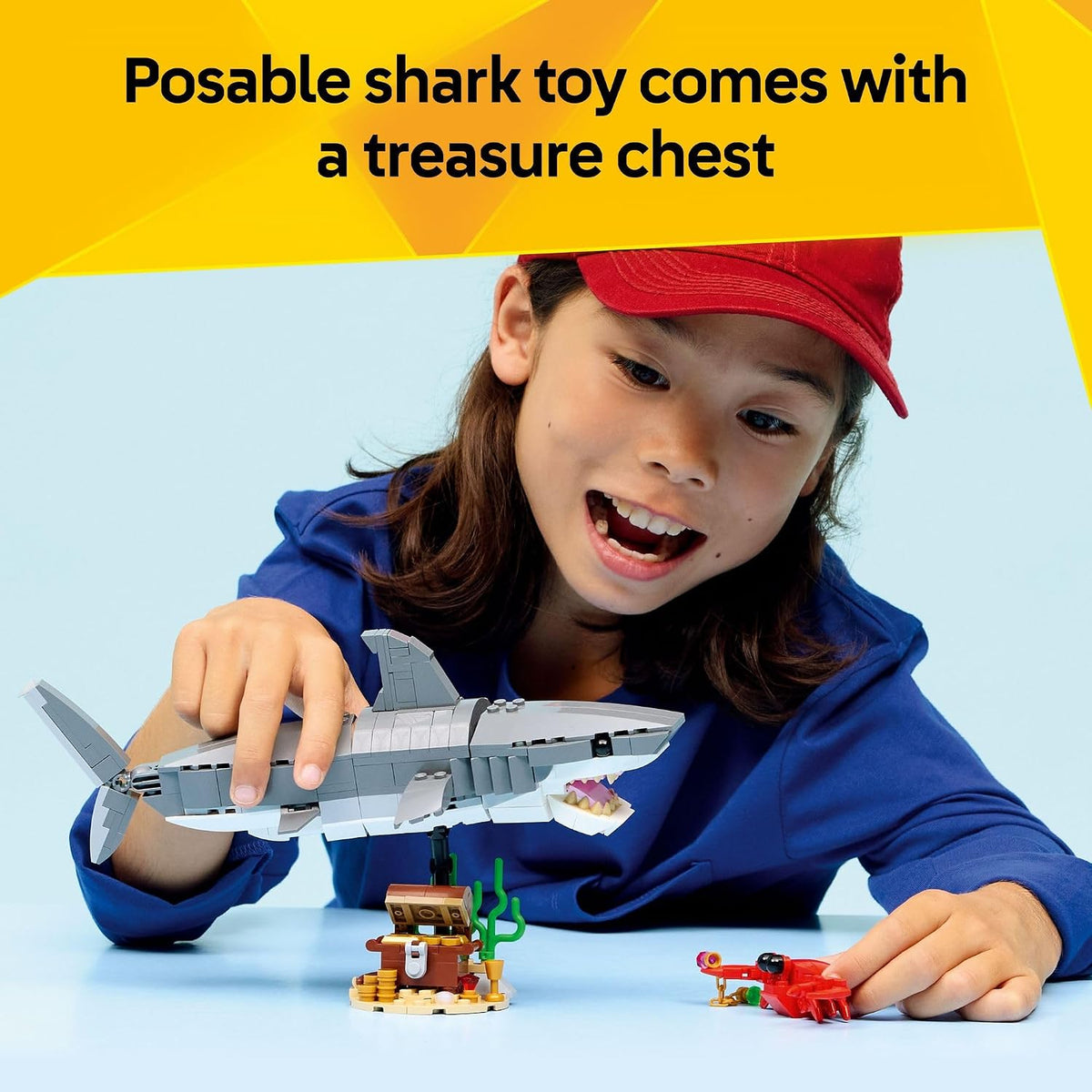 LEGO Creator 3 en 1 Tiburón feroz con cofre del tesoro 31381 | Jugu...
