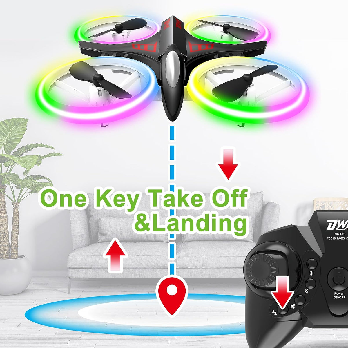 Dwi Dowellin Mini Dron de 4.9 Pulgadas para Niños a Prueba de Choqu...