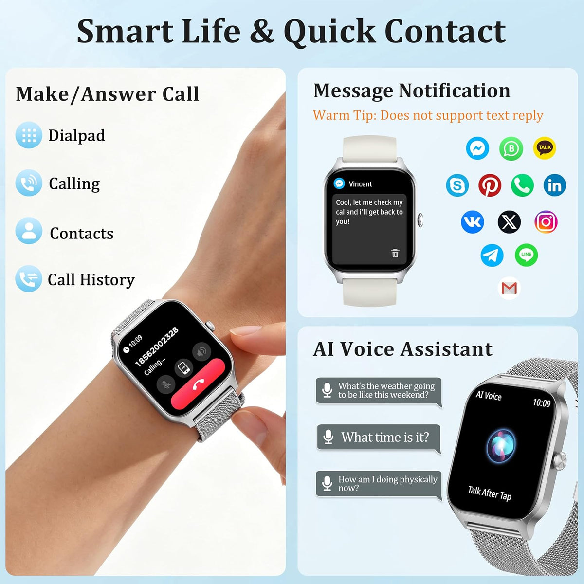 Reloj inteligente para mujer y hombre, reloj inteligente de 1.85 pu...