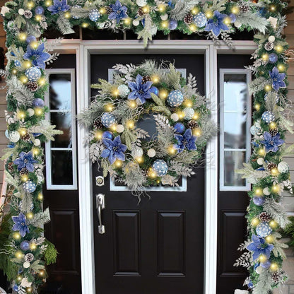 WANNA-CUL Corona de Navidad Preiliminada de 24 Pulgadas para Puerta...