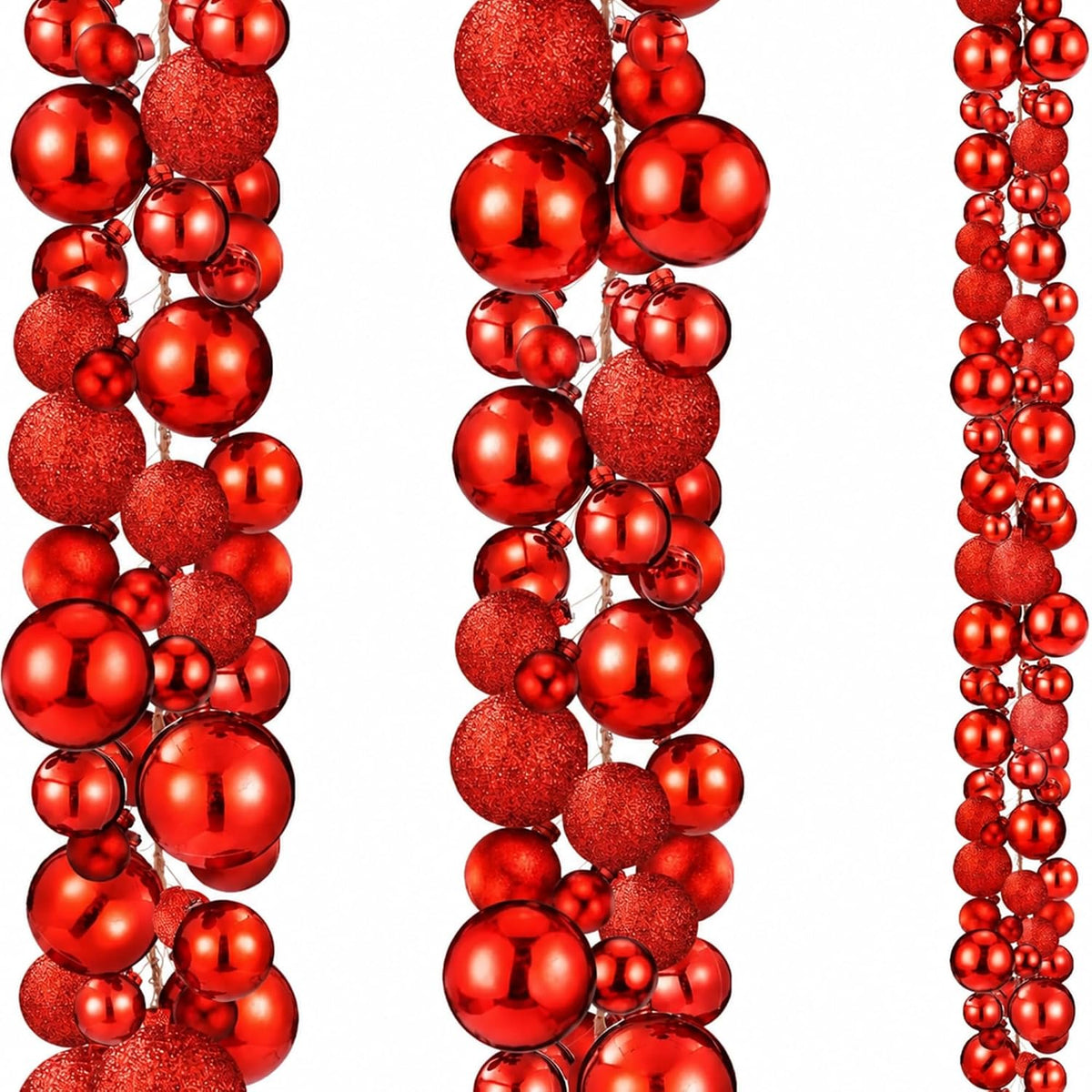 Yuxung 2 guirnaldas de adornos de bolas de Navidad de 6 pies, rojo...