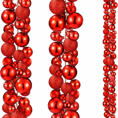 Yuxung 2 guirnaldas de adornos de bolas de Navidad de 6 pies, rojo...
