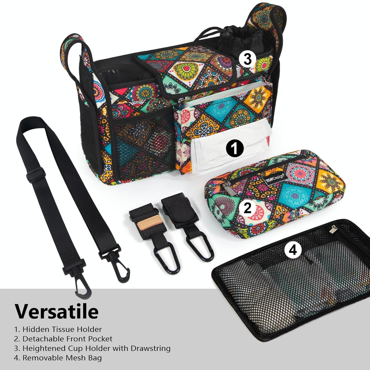 TOPDesign Organizador universal para cochecito de bebé, carrito de...