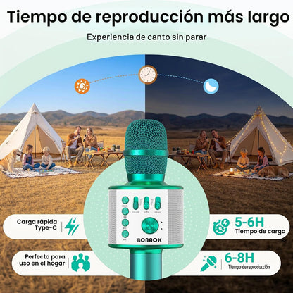 BONAOK - Micrófono inalámbrico Bluetooth de karaoke, 3 en 1; micróf...