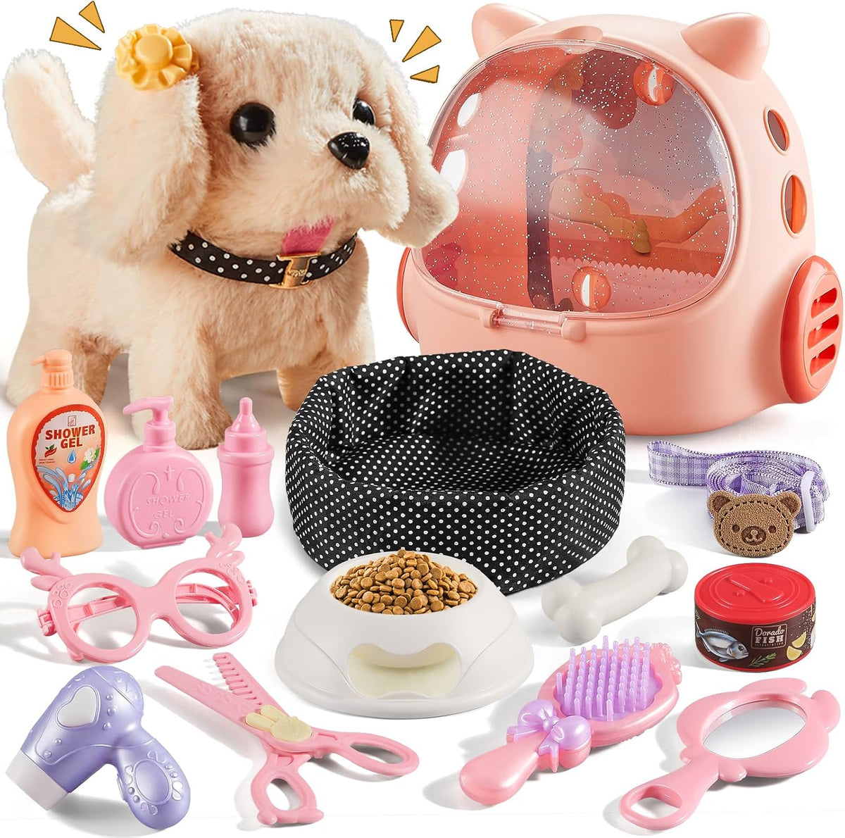 16 piezas de juguetes de perro robot para niñas, juguetes para niña...