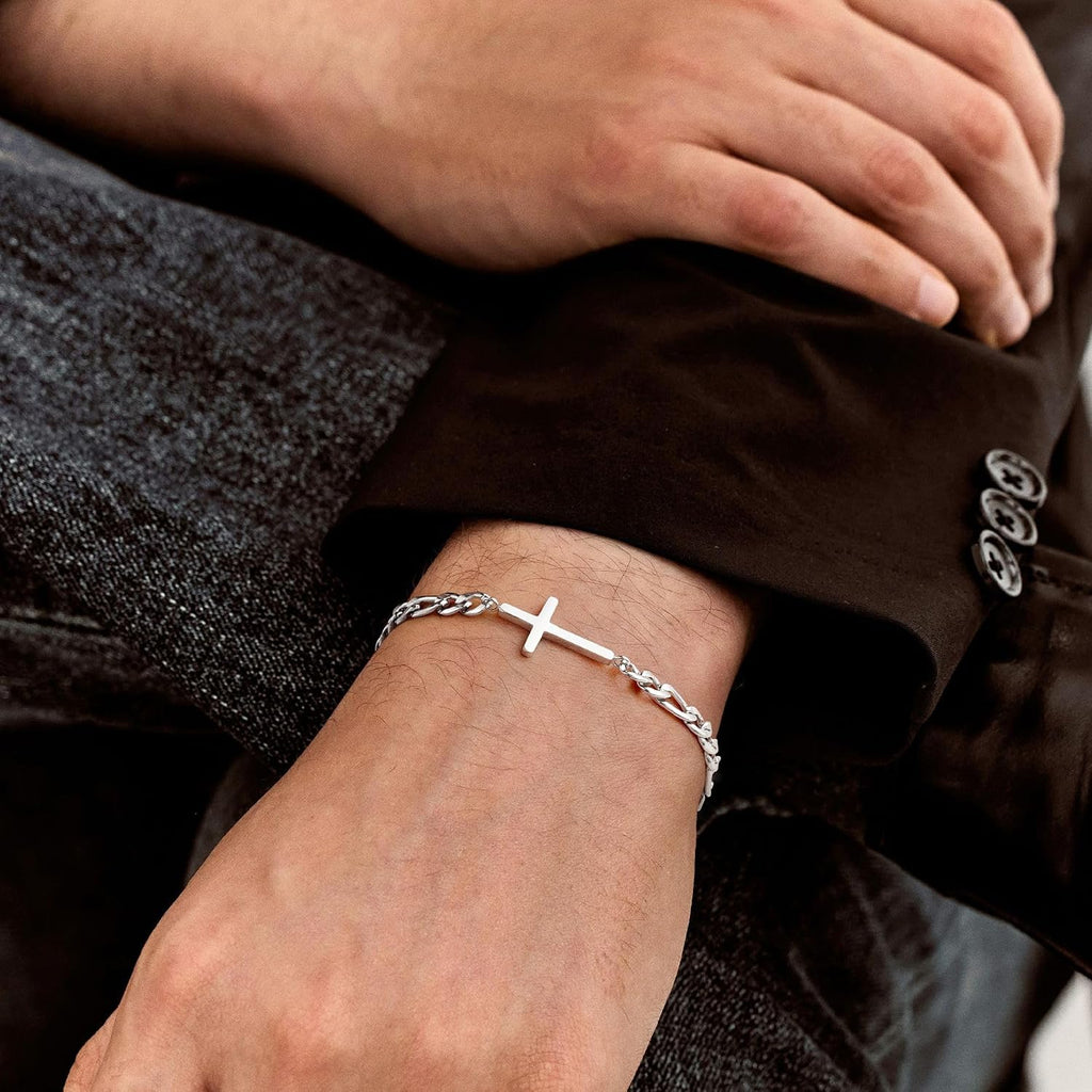 M MOOHAM Pulsera de cruz chapada en oro\/plata de 14 quilates para...