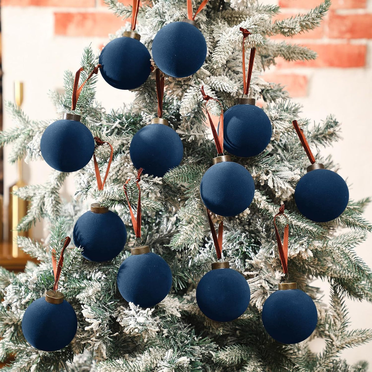 Liliful - 15 bolas de Navidad de terciopelo, color azul marino | Bo...