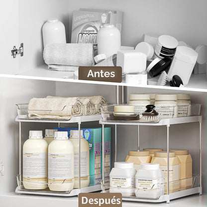 Delamu Organizadores y almacenamiento multiusos de 2 niveles para d...