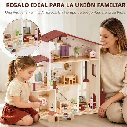 Lehoo Castle Casa de muñecas de madera para niñas, casa de muñecas...