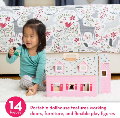 Casa de muñecas de madera Fold and Go de Melissa &amp; Doug con 2 m...