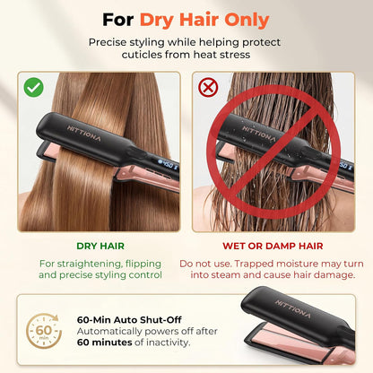 Plancha de pelo de cerámica de 1.75" de ancho para mujeres, pla...
