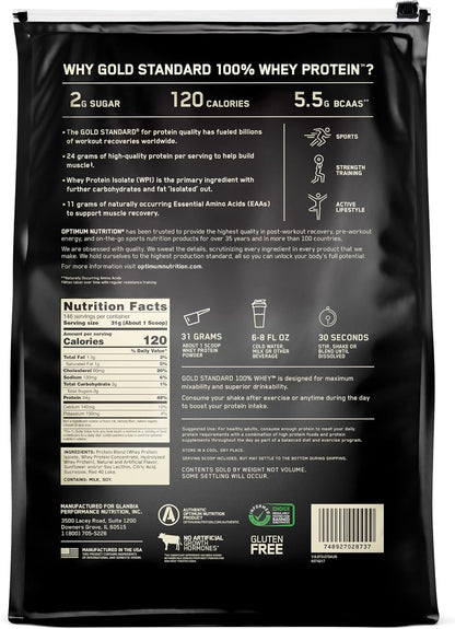 Optimum Nutrition Estándar dorado 100% Proteína de Suero de Leche e...