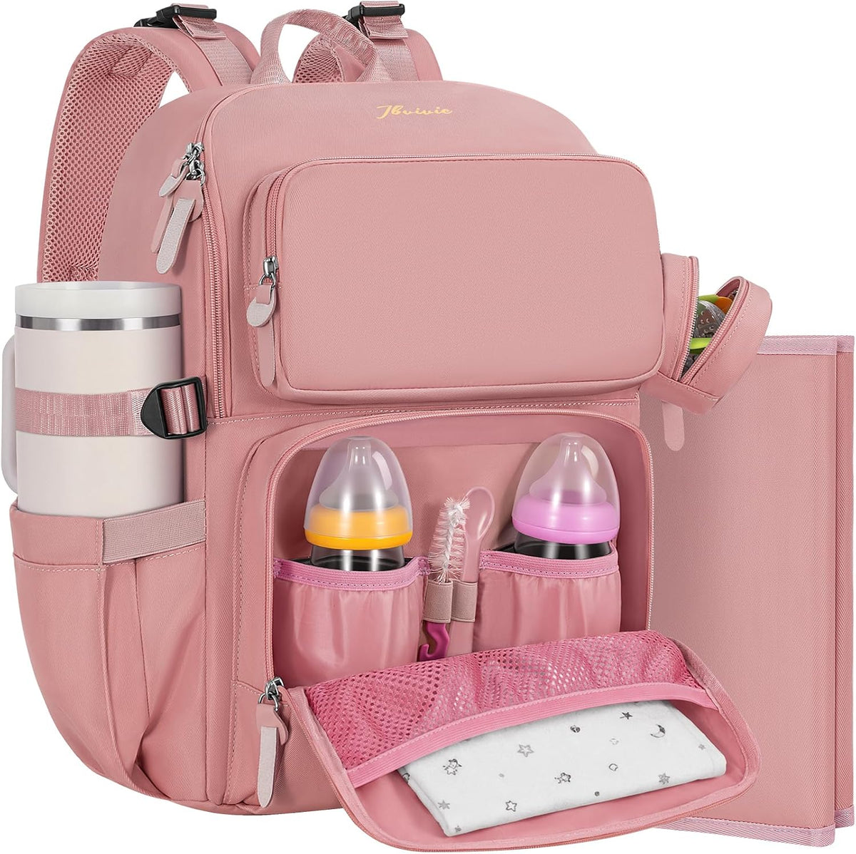 IBVIVIC Bolsa de pañales Mochila para pañales de gran capacidad, Ro...