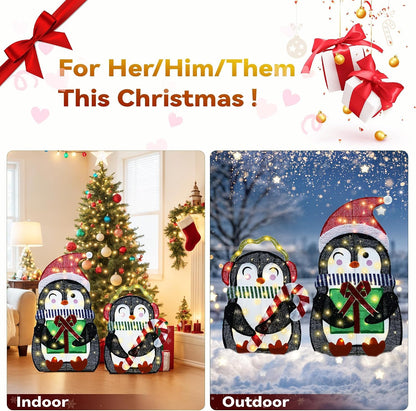 Ultym Pingüinos iluminados de 35 pulgadas para decoración de patio...