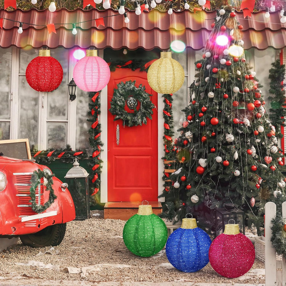 6 bolas de Navidad grandes de 12 pulgadas, adornos emergentes, purp...