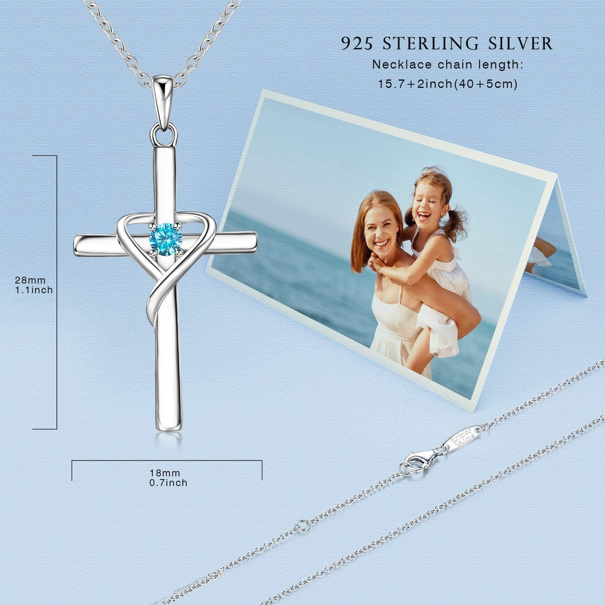 AmorAime Collar con cruz de plata de ley 925 para mujeres y hombres...