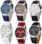 yunanwa Paquete de 6 relojes de cuarzo de cuero para hombre, Ginebr...