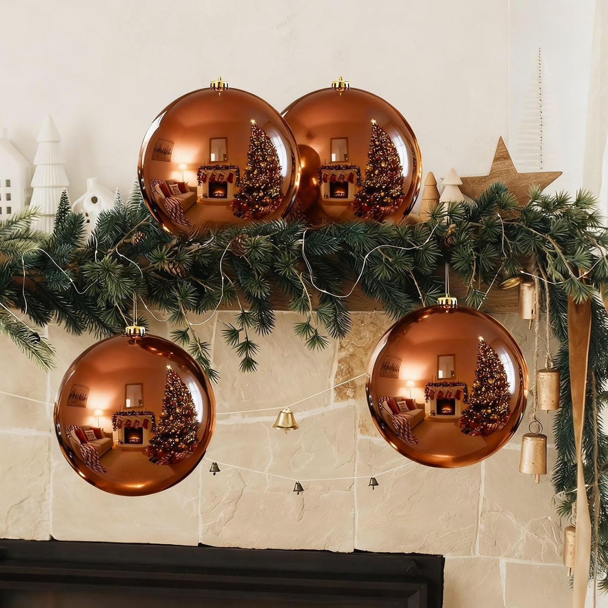 Zubebe 4 piezas Adornos de bola de Navidad extra grandes de 8"...