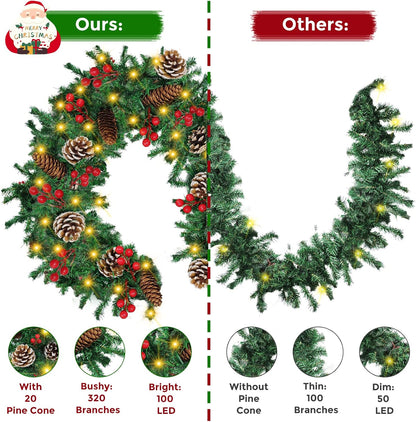 Mduvoz Guirnalda de Navidad, guirnalda de Navidad preiluminada de 1...