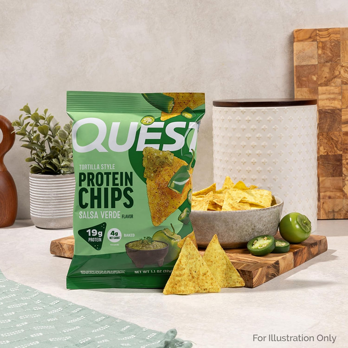 Quest Nutrition Salsa Verde Tortilla Style Chips de proteína, 1.1 o...