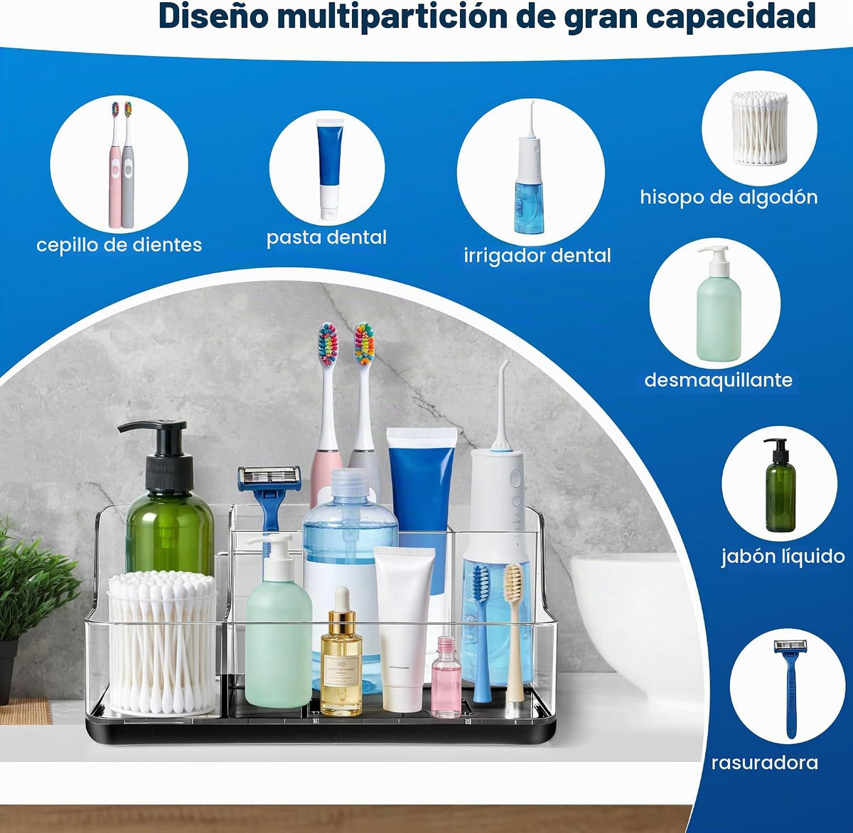 Caja de almacenamiento de cosméticos negra para tocador y mostrador...