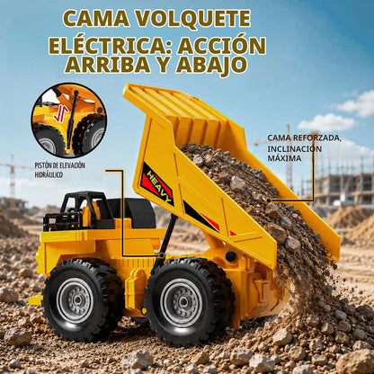 TOPMVP Juego de excavadora y camión volquete RC 2 en 1 con luces y...