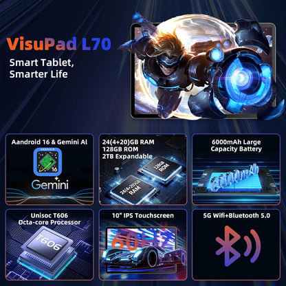 COTGOD Tableta, 10.1 pulgadas Android 16 Tablet con procesador Octa...