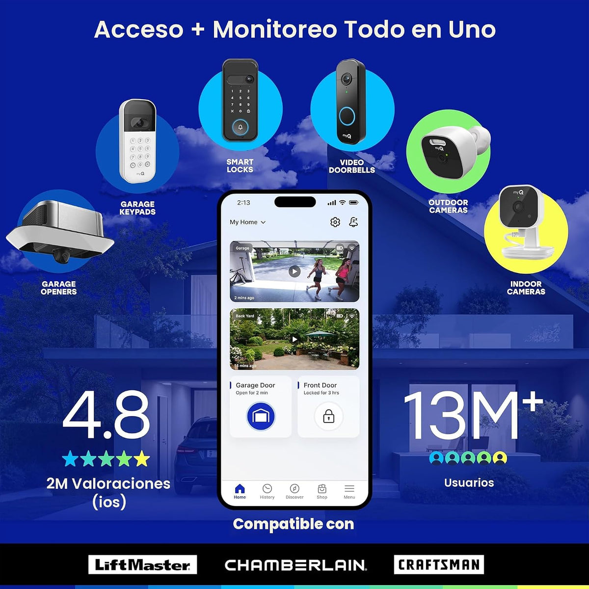 myQ - Cámara de seguridad enchufable para interiores Gen 2 \u2013 C...