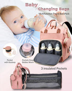 Lamroro Bolsa de pañales con cambiador, mochila impermeable 3 en 1...