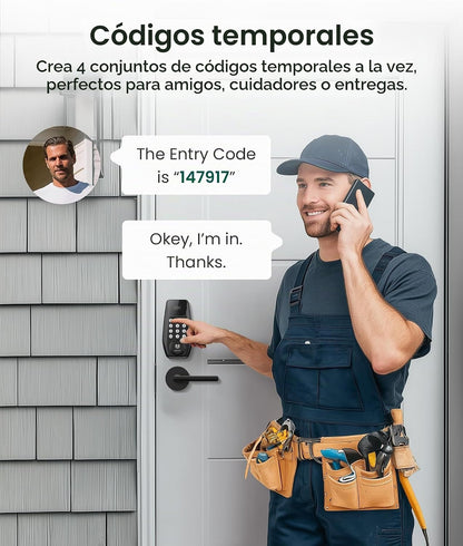 DESLOC Cerradura de puerta de entrada sin llave C100 con 2 manijas...