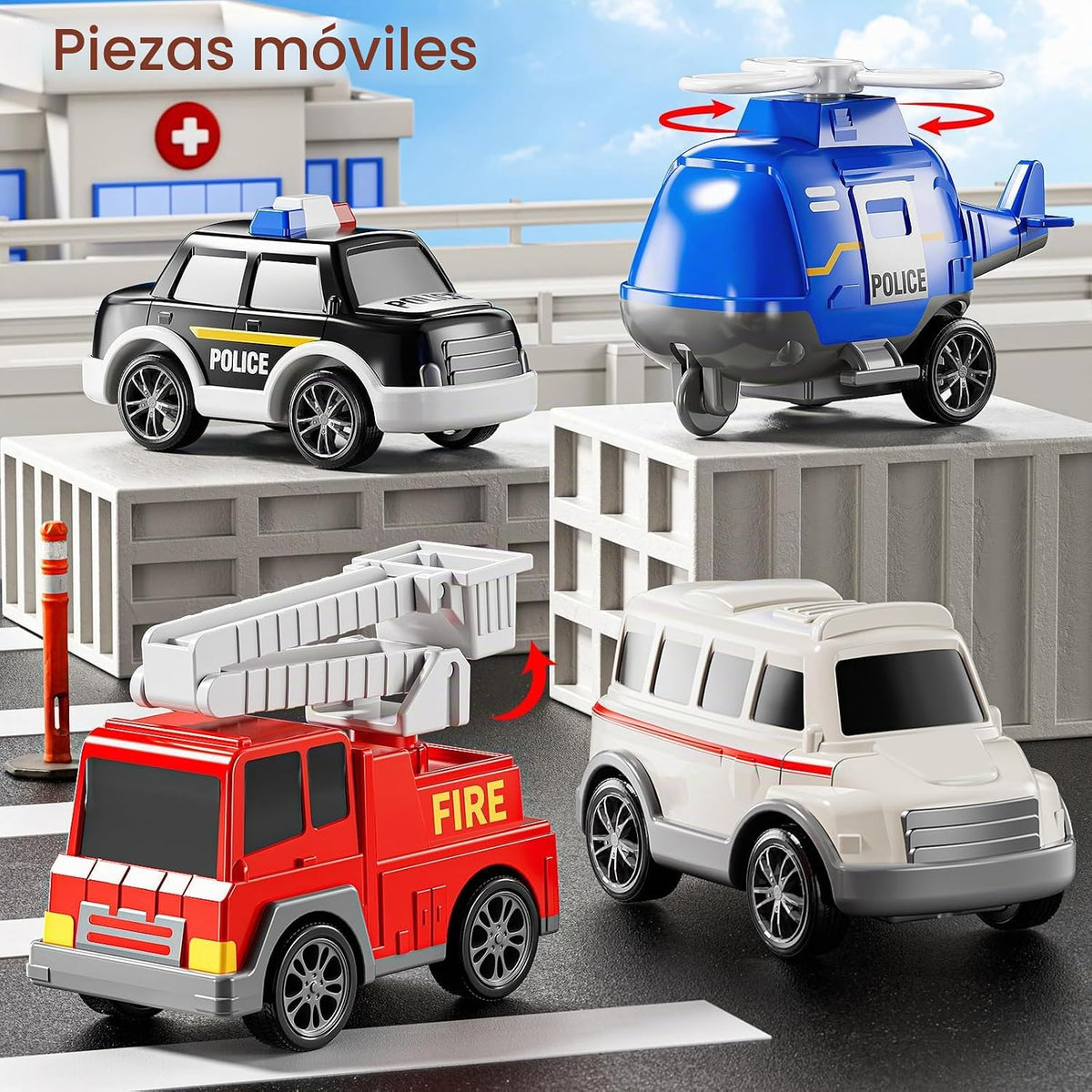 JUKUDAHU Vehículo de Juguete de Ambulancia de Juego 5 en 1 Camiones...