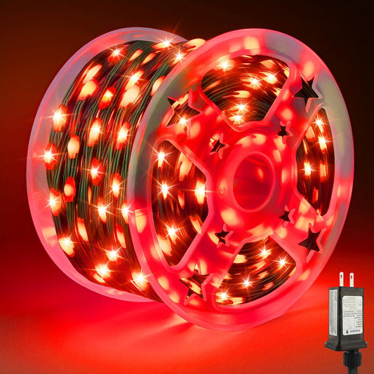 Tcamp 1000 luces LED rojas de Navidad de 306 pies, 8 modos, tempori...
