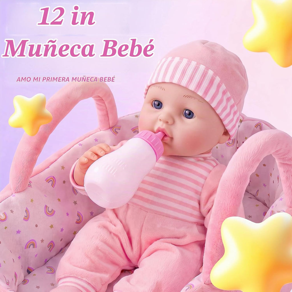 SMILESSKIDDO Juego de muñecas de bebé con moisés grueso ultra suave...