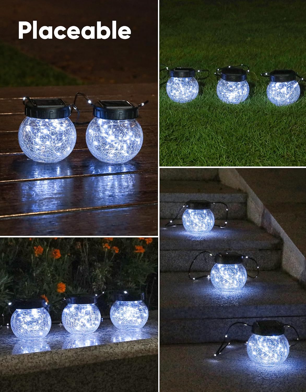 PARTPHONER Luces solares para exteriores impermeables de 12 unidade...