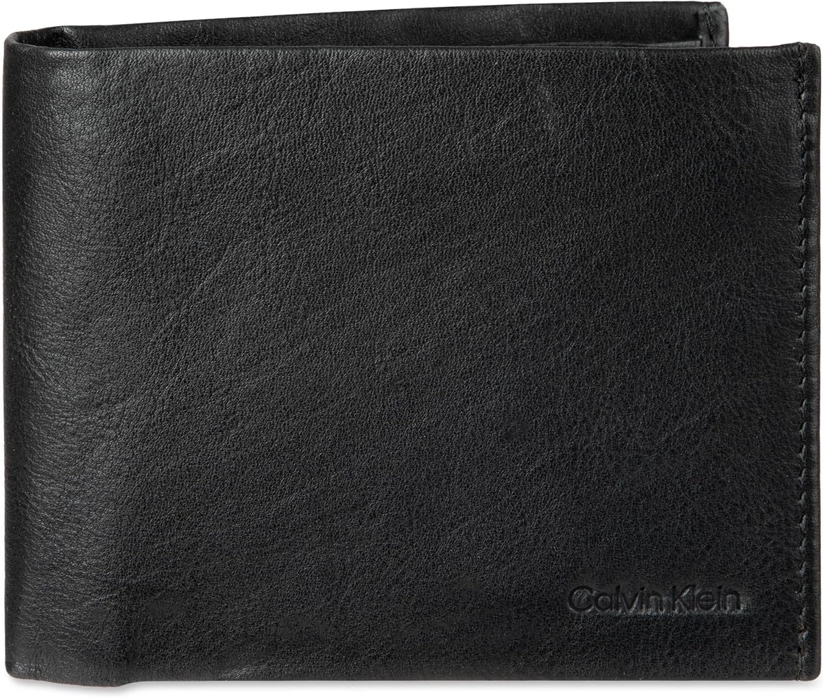 Calvin Klein Billetera plegable minimalista de cuero RFID para homb...