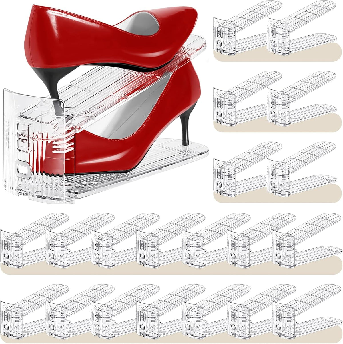 Tgzwme Organizador de ranuras para zapatos, paquete de 20, apilador...
