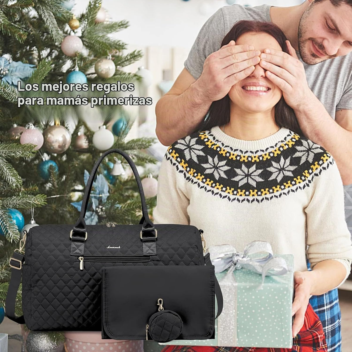 LOVEVOOK Bolsa de pañales tipo tote con estuche para chupete y camb...