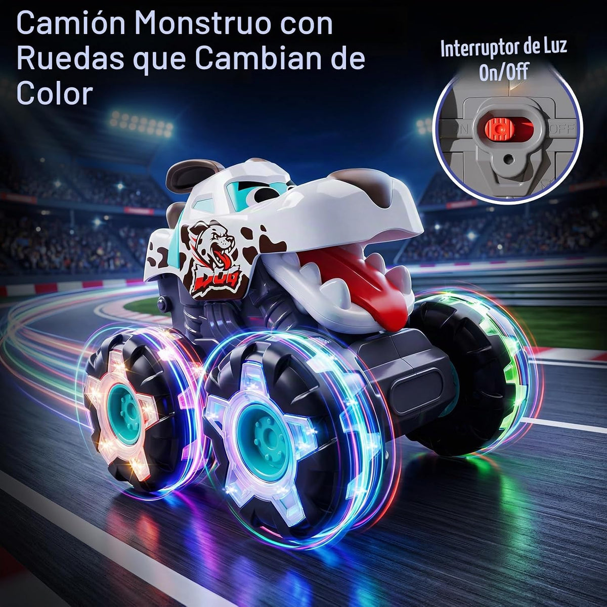 HOLA Paquete de 3 camiones monstruos iluminados para niños pequeños...